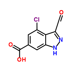 4-Chloro-3-formyl-1H-indazole-6-carboxylic acid结构式