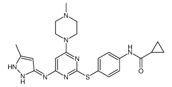 N-[4-({4-(4-Methyl-1-piperazinyl)-6-[(5-methyl-1H-pyrazol-3-yl)am ino]-2-pyrimidinyl}sulfanyl)phenyl]cyclopropanecarboxamide structure