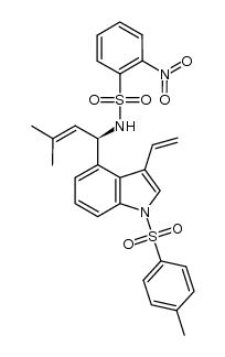 (R)-N-(3-methyl-1-(1-tosyl-3-vinyl-1H-indol-4-yl)but-2-en-1-yl)-2-nitrobenzenesulfonamide结构式