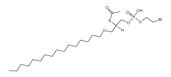 S-((2R)-1-(((2-bromoethoxy)(hydroxy)phosphoryl)oxy)-3-(hexadecyloxy)propan-2-yl) ethanethioate结构式