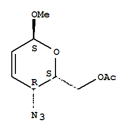 a-D-threo-Hex-2-enopyranoside,methyl 4-azido-2,3,4-trideoxy-, 6-acetate结构式