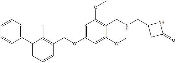 4-(((2,6-dimethoxy-4-((2-methyl-[1,1'-biphenyl]-3-yl)methoxy)benzyl)amino)methyl)azetidin-2-one结构式