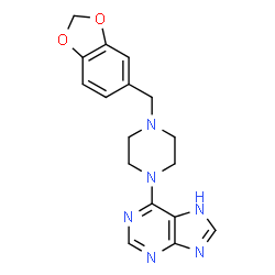 6-(4-(benzo[d][1,3]dioxol-5-ylmethyl)piperazin-1-yl)-9H-purine结构式