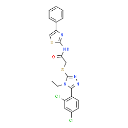 2-{[5-(2,4-Dichlorophenyl)-4-ethyl-4H-1,2,4-triazol-3-yl]sulfanyl}-N-(4-phenyl-1,3-thiazol-2-yl)acetamide结构式
