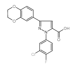 1-(3-chloro-4-fluorophenyl)-3-(2,3-dihydrobenzo[b][1,4]dioxin-7-yl)-1h-pyrazole-5-carboxylic acid Structure