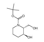 (2R,3S)-3-hydroxy-2-(hydroxymethyl)piperidine-1-carboxylic acid tert-butyl ester结构式