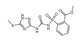 2-[[(5-Methylthio-1H-1,2,4-triazol-3-yl)aminocarbonyl]aminosulfonyl]benzoic acid, methyl ester结构式