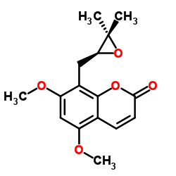 (S)-8-[(3,3-二甲基环氧乙烷基)甲基]-5,7-二甲氧基-2H-1-苯并吡喃-2-酮结构式