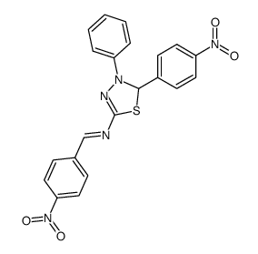 (4-nitro-benzylidene)-[5-(4-nitro-phenyl)-4-phenyl-4,5-dihydro-[1,3,4]thiadiazol-2-yl]-amine Structure