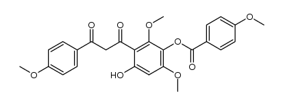 4-hydroxy-2,6-dimethoxy-3-(3-(4-methoxyphenyl)-3-oxopropanoyl)phenyl 4-methoxybenzoate结构式