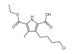 3-(4-chlorobutyl)-5-(ethoxycarbonyl)-4-methyl-1H-pyrrole-2-carboxylic acid结构式