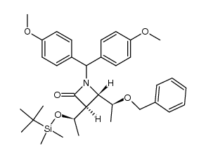 (3S,4S)-4-[(S)-1-benzyloxyethyl]-3-[(R)-1-(t-butyldimethylsilyloxy)ethyl]-1-di-p-anisylmethyl-2-azetidinone结构式