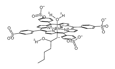 Rh(III)(tetra(p-sulfonatophenyl)porphyrinato)(CH2CH(OD)CH2CH2CH2CH3)(OD2)(4-) Structure