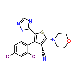 4-(2,4-dichlorophenyl)-2-morpholin-4-yl-5-(2H-[1,2,4]triazol-3-yl)thiophene-3-carbonitrile结构式