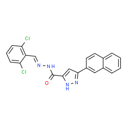 (E)-N-(2,6-dichlorobenzylidene)-3-(naphthalen-2-yl)-1H-pyrazole-5-carbohydrazide Structure