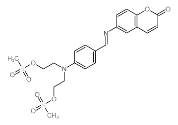 2H-1-Benzopyran-2-one,6-[[[4-[bis[2-[(methylsulfonyl)oxy]ethyl]amino]phenyl]methylene]amino]- Structure