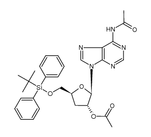 6-N-acetyl-9-[2-O-acetyl-5-O-(tert-butyldiphenylsilyl)-3-deoxy-β-D-erythro-pentofuranosyl]adenine Structure