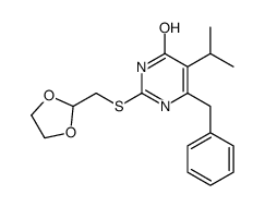 6-benzyl-2-(1,3-dioxolan-2-ylmethylsulfanyl)-5-propan-2-yl-1H-pyrimidin-4-one结构式