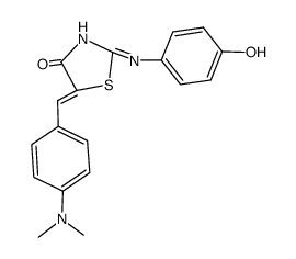 (E)-5-((Z)-4-(dimethylamino)benzylidene)-2-((4-hydroxyphenyl)imino)thiazolidin-4-one结构式