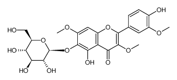 5,6,4'-trihydroxy-3,7,3'-trimethoxy-flavone-6-O-β-D-glucopyranoside结构式