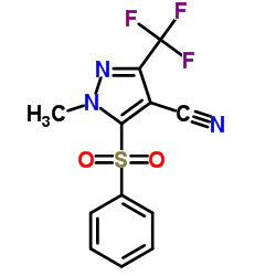 1-Methyl-5-(phenylsulfonyl)-3-(trifluoromethyl)-1H-pyrazole-4-carbonitrile结构式