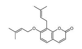 8-(3-Methyl-2-butenyl)-7-[(3-methyl-2-butenyl)oxy]-2H-1-benzopyran-2-one结构式