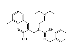 3-benzyl-1-[2-(diethylamino)ethyl]-1-[(6,8-dimethyl-2-oxo-1H-quinolin-3-yl)methyl]thiourea结构式