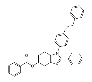 Benzoic acid 1-(4-benzyloxy-phenyl)-2-phenyl-4,5,6,7-tetrahydro-1H-indol-5-yl ester结构式