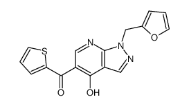 [1-(2-furanylmethyl)-4-hydroxy-1H-pyrazolo[ 3,4-b]pyridine-5-yl]-2-thienylmethanone Structure