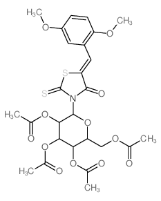 4-Thiazolidinone,5-[(2,5-dimethoxyphenyl)methylene]-3-(2,3,4,6-tetra-O-acetyl-b-D-glucopyranosyl)-2-thioxo-结构式