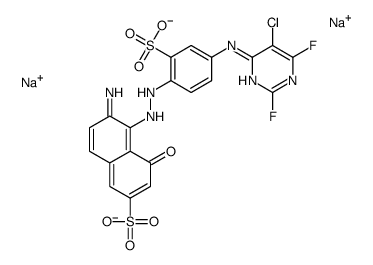 6-amino-5-[[4-[(5-chloro-2,6-difluoro-4-pyrimidinyl)amino]-2-sulphophenyl]azo]-4-hydroxynaphthalene-2-sulphonic acid, sodium salt Structure