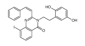 3-[2-(2,5-dihydroxyphenyl)ethyl]-8-iodo-2-[(E)-2-phenylethenyl]quinazolin-4-one结构式