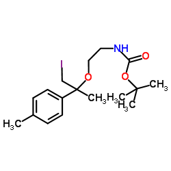 tert-butyl (2-{[1-iodo-2-(4-methylphenyl)propan-2-yl]oxy}ethyl)carbamate结构式