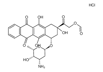 (+)-14-formyloxy-4-demethoxydaunorubicin hydrochloride结构式