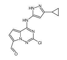 2-chloro-4-(3-cyclopropyl-1H-pyrazol-5-ylamino)pyrrolo[1,2-f][1,2,4]triazine-7-carbaldehyde Structure