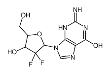 2-amino-9-[3,3-difluoro-4-hydroxy-5-(hydroxymethyl)oxolan-2-yl]-3H-purin-6-one结构式