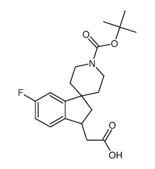 2-(1'-(tert-Butoxycarbonyl)-6-fluoro-2,3-dihydrospiro[indene-1,4'-piperidine]-3-yl)aceticacid Structure