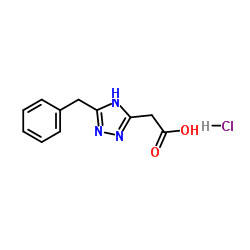 (5-Benzyl-4H-1,2,4-triazol-3-yl)acetic acid hydrochloride (1:1) structure