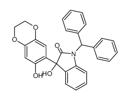 1-(diphenylmethyl)-3-hydroxy-3-(7-hydroxy-2,3-dihydro-1,4-benzodioxin-6-yl)-1,3-dihydro-2H-indol-2-one结构式