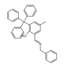 2-((benzylimino)methyl)-4-methyl-6-(triphenylsilyl)phenol Structure