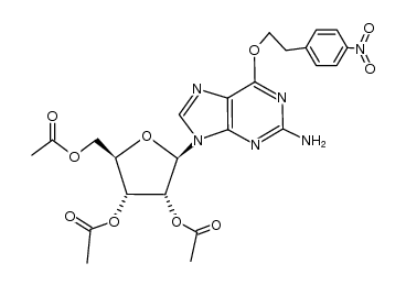2′,3′,5′-tri-O-acetyl-O6-[2-(4-nitrophenyl)ethyl]guanosine结构式