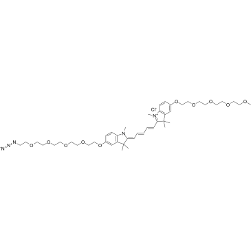 N-methyl-N'-methyl-O-(m-PEG4)-O'-(azide-PEG4)-Cy5结构式