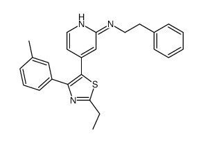 4-[2-ethyl-4-(3-methylphenyl)-1,3-thiazol-5-yl]-N-(2-phenylethyl)pyridin-2-amine结构式