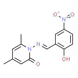 1-[(2-hydroxy-5-nitrobenzylidene)amino]-4,6-dimethyl-2(1H)-pyridinone结构式