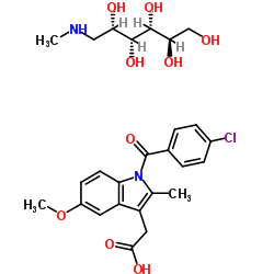 1-deoxy-1-(methylamino)-D-glucitol 1-(4-chlorobenzoyl)-5-methoxy-2-methyl-1H-indole-3-acetate结构式