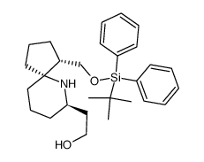 2-[(1S,5S,7R)-1-(tert-Butyl-diphenyl-silanyloxymethyl)-6-aza-spiro[4.5]dec-7-yl]-ethanol结构式