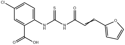5-chloro-2-[[[[3-(2-furanyl)-1-oxo-2-propenyl]amino]thioxomethyl]amino]-benzoic acid结构式