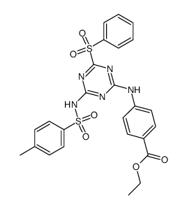 4-[4-benzenesulfonyl-6-(toluene-4-sulfonylamino)-[1,3,5]triazin-2-ylamino]-benzoic acid ethyl ester结构式