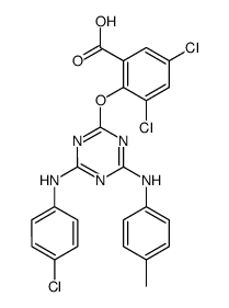 3,5-dichloro-2-[4-(4-chloro-anilino)-6-(4-methyl-anilino)-[1,3,5]triazin-2-yloxy]-benzoic acid Structure