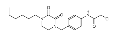 2-chloro-N-[4-[(4-hexyl-2,3-dioxopiperazin-1-yl)methyl]phenyl]acetamide结构式